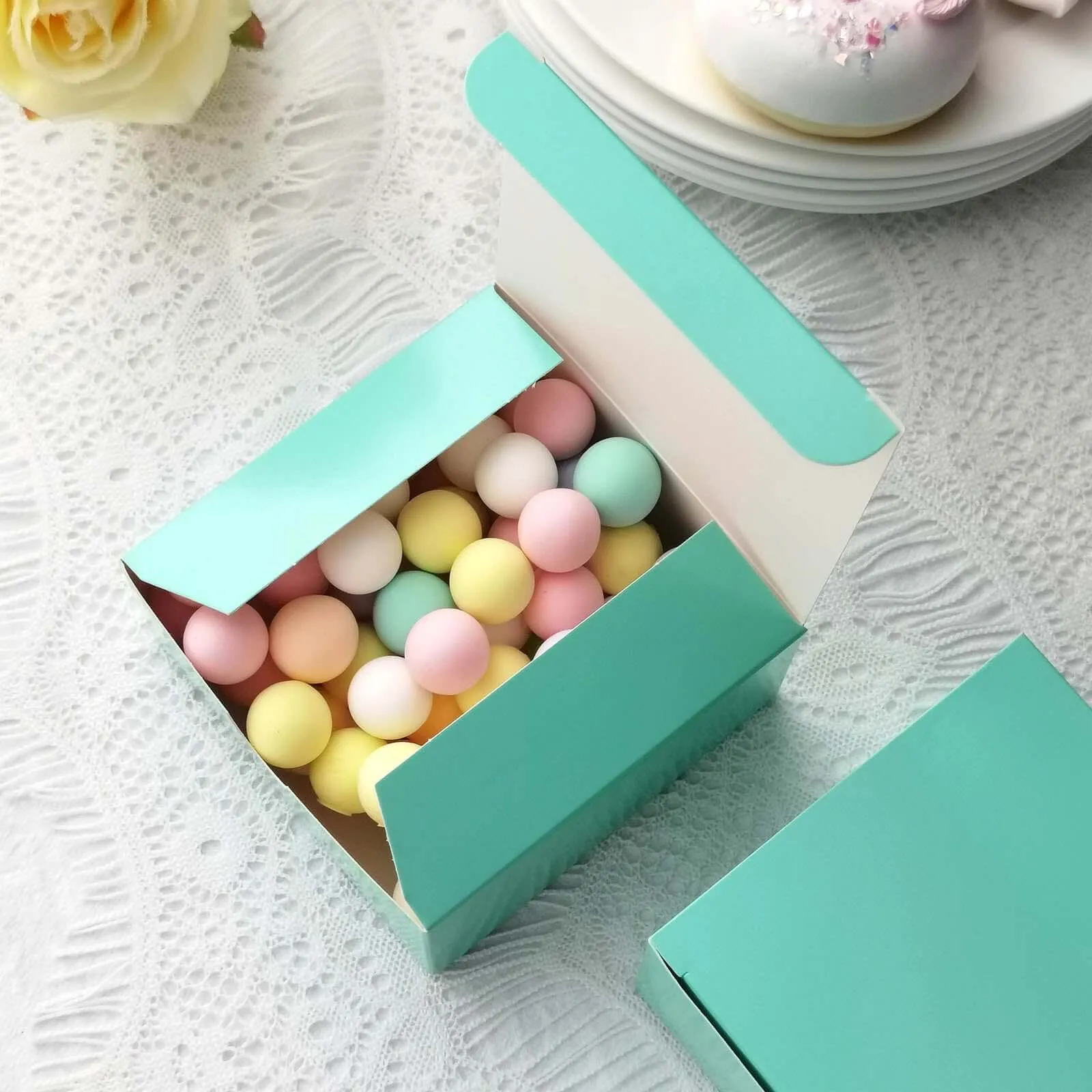 100 Pack 4"x4"x2" Turquoise Cake Cupcake Party Favor Gift Boxes, DIY