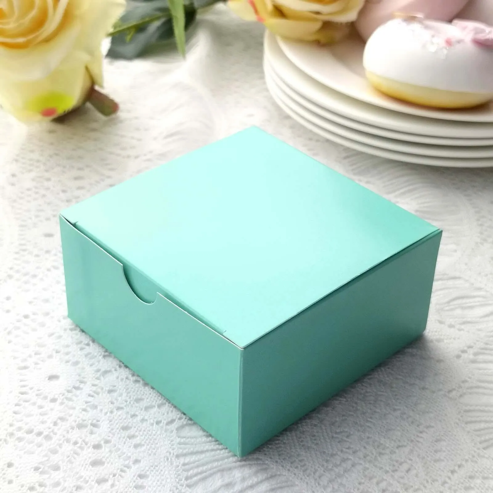 100 Pack 4"x4"x2" Turquoise Cake Cupcake Party Favor Gift Boxes, DIY