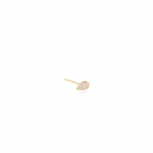 14K GOLD SINGLE ITTY BITTY PAVE TEAR STUD EARRING