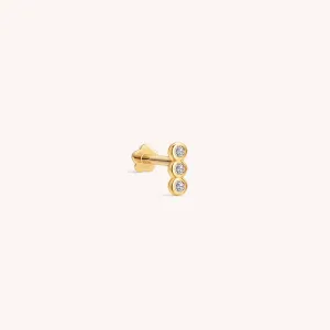 14K Solid Gold Sparkle Trio Diamond Threaded Labret