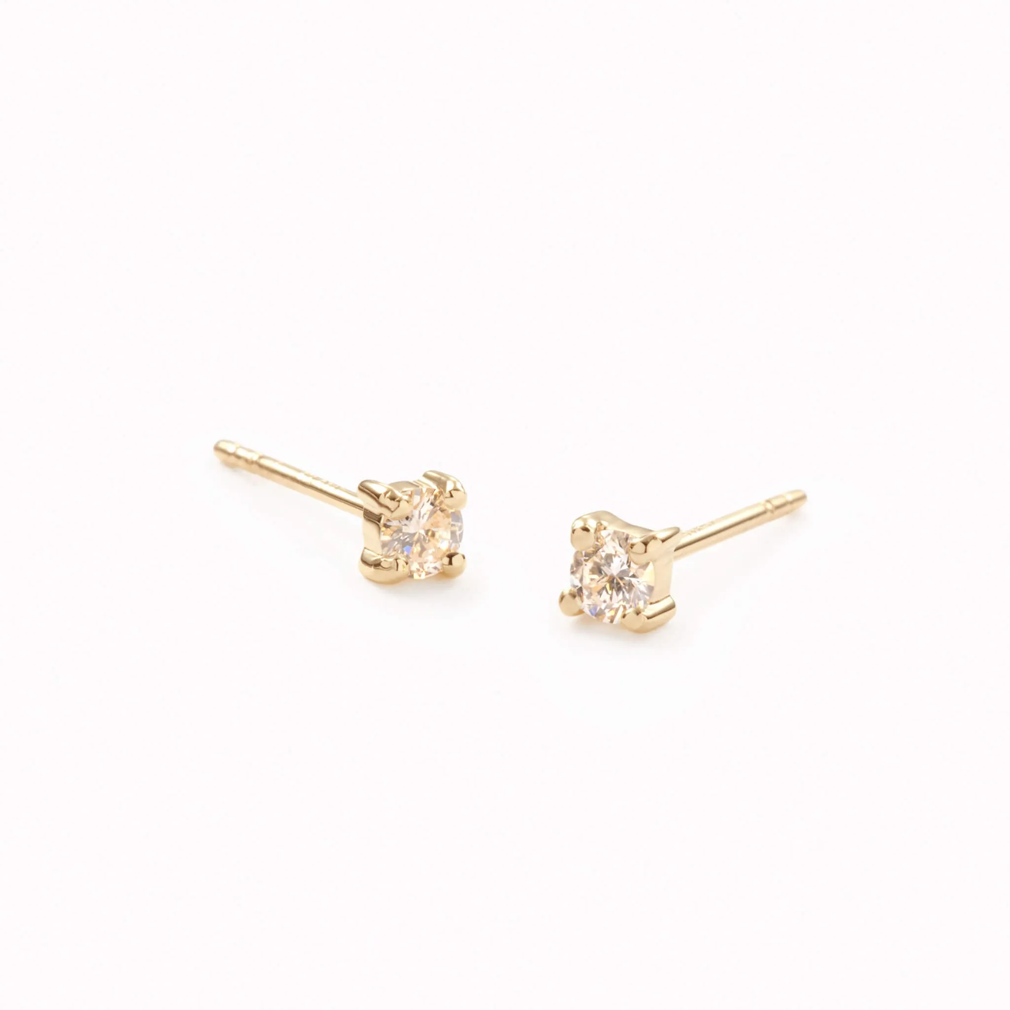 14k Yellow Gold Diamond Stud Earrings 2.5mm - Aria