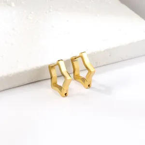 18K Gold PVD Star Hoops Earrings