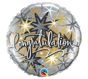 18" Congrats Silver and Gold Foil Balloon