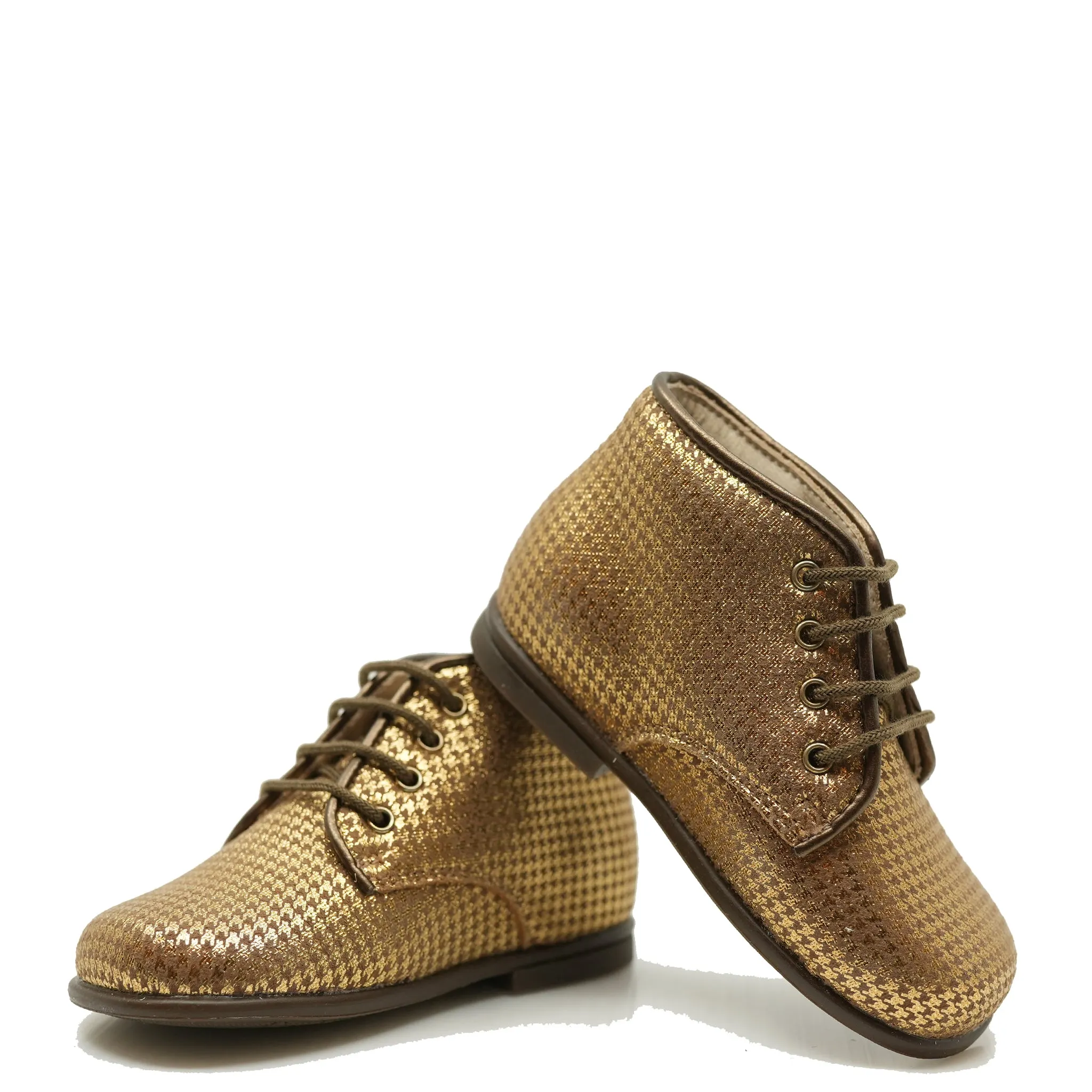 Beberlis Bronze Houndstooth Baby Bootie