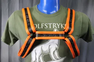 Black and Orange Bulldog Harness and Jock Combo!