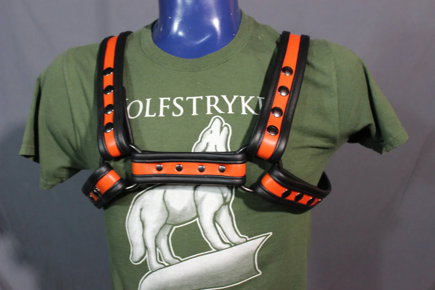 Black and Orange Bulldog Harness and Jock Combo!