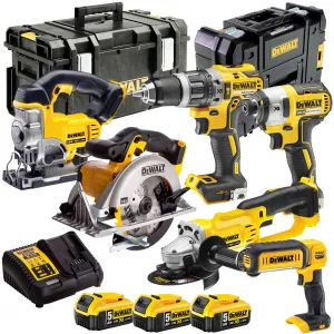 Dewalt 18V 6 Piece Cordless Power Tool Kit with 3 x 5.0Ah Batteries T4TKIT-833