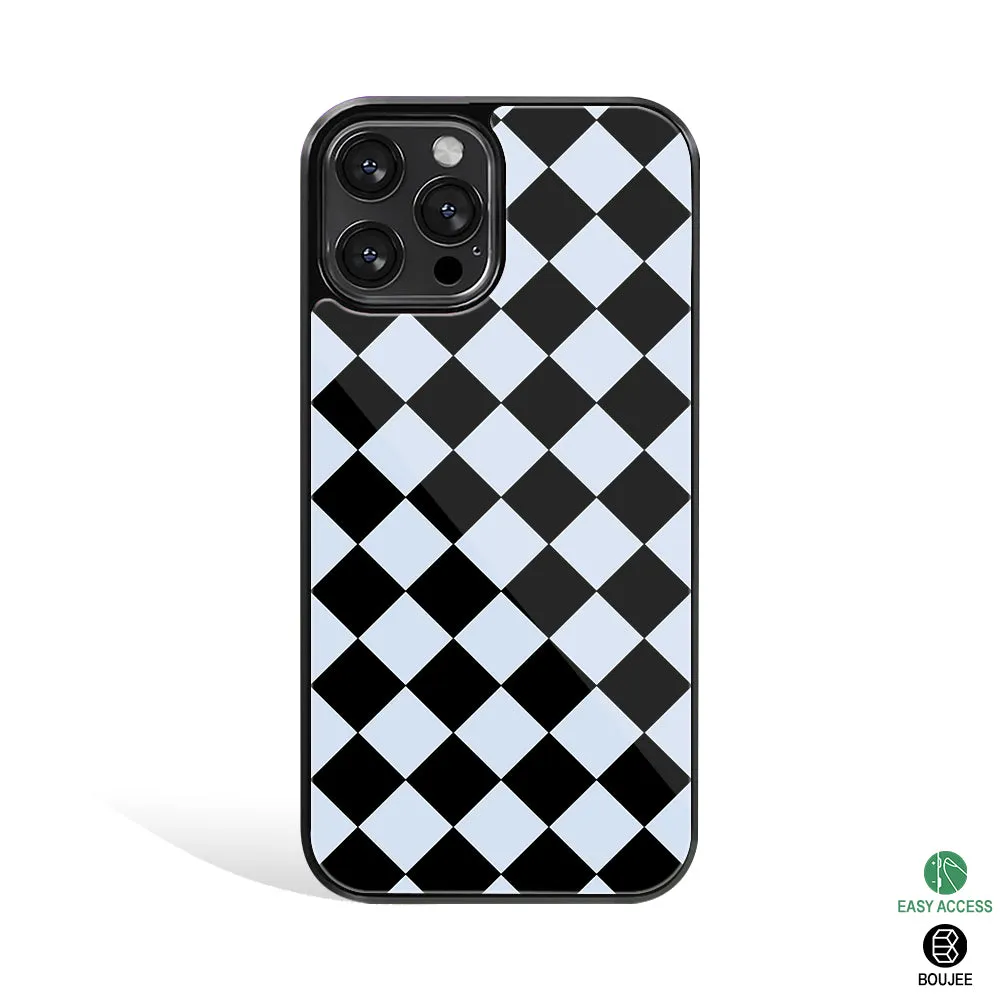 Diamond Check Blue Phone Cover | Glass Case