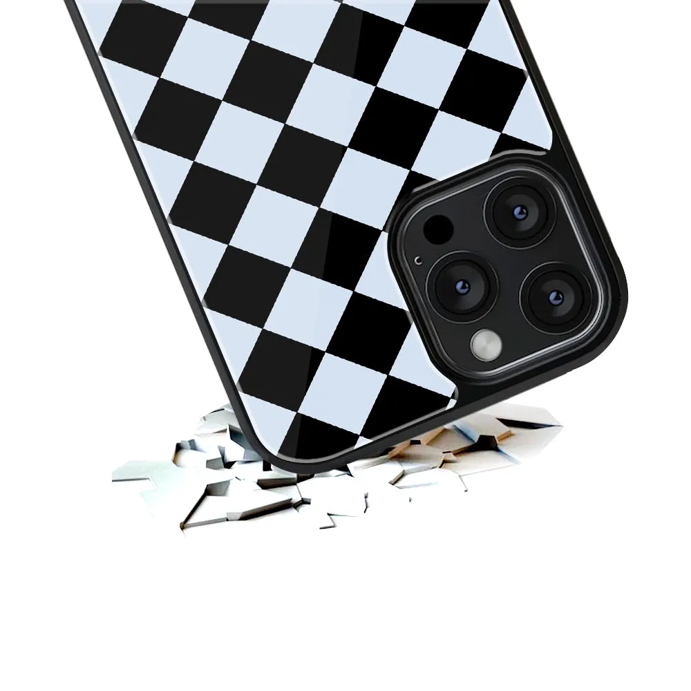 Diamond Check Blue Phone Cover | Glass Case