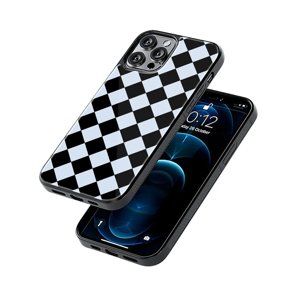 Diamond Check Blue Phone Cover | Glass Case