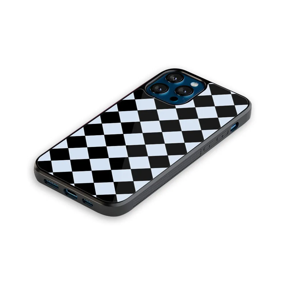 Diamond Check Blue Phone Cover | Glass Case