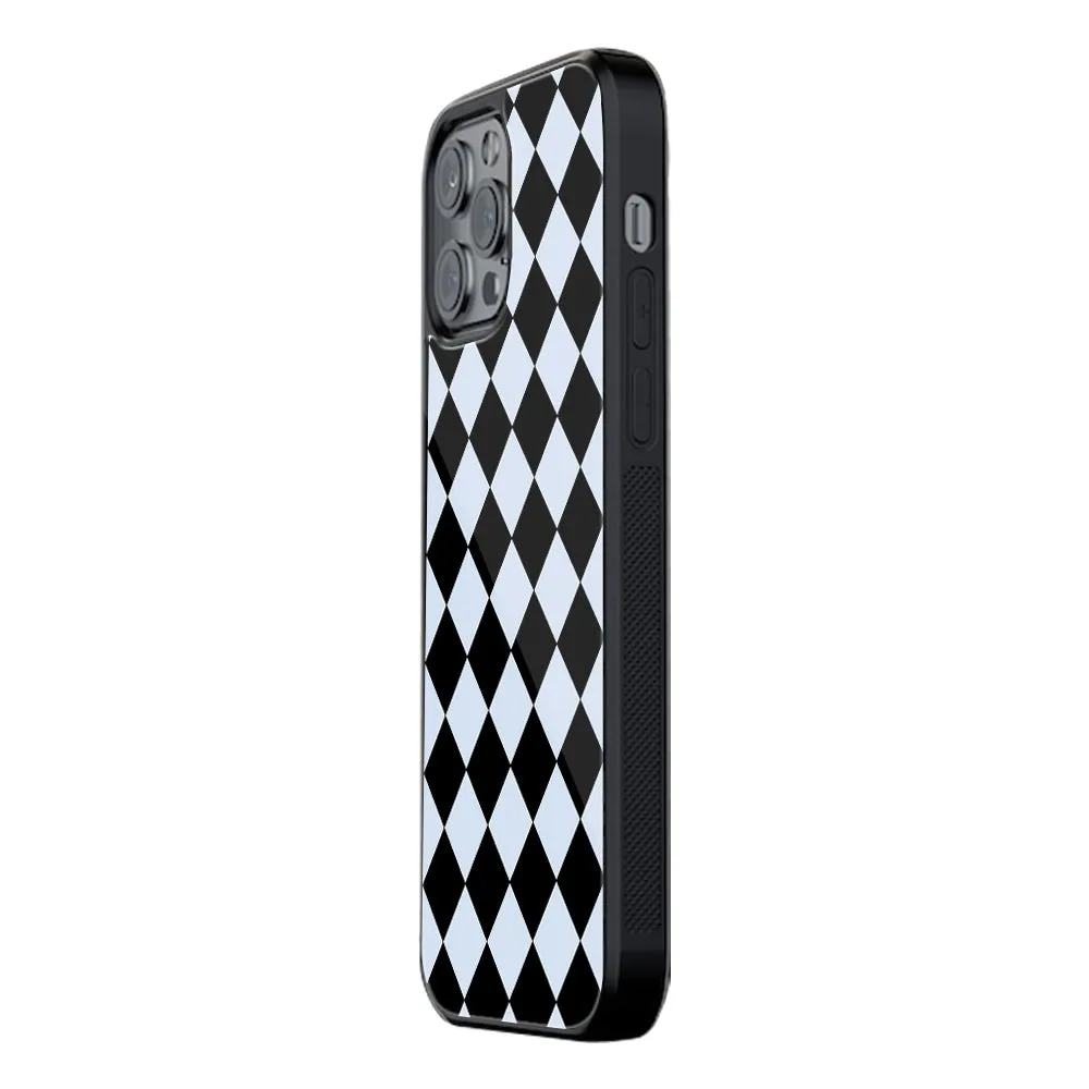 Diamond Check Blue Phone Cover | Glass Case