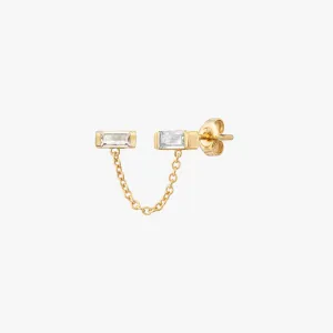 Double Baguette Chain Stud Earring