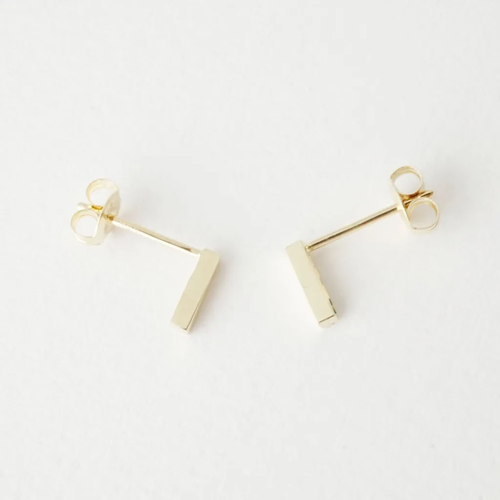 Drop Bar Earrings, 14k Gold