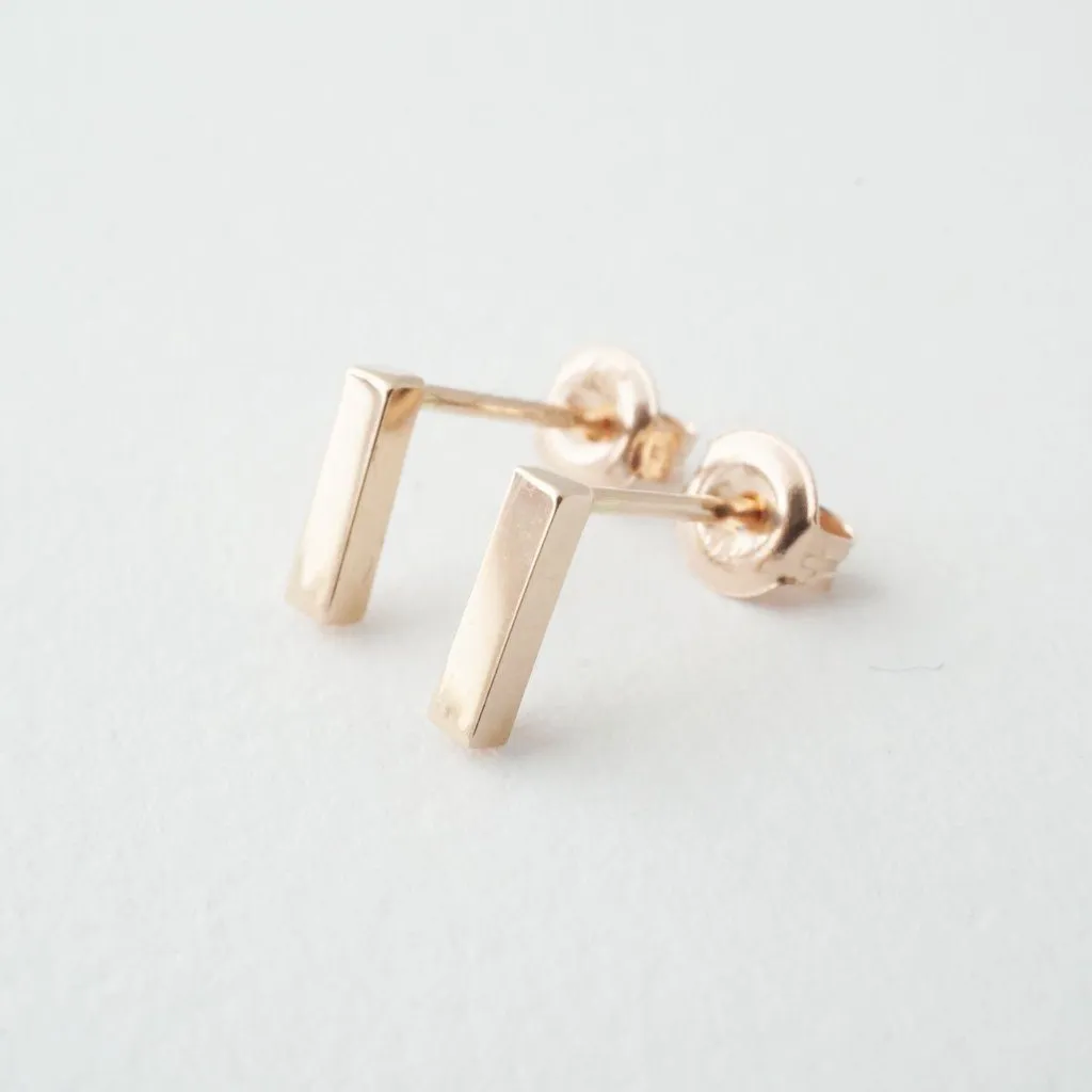 Drop Bar Earrings, 14k Gold