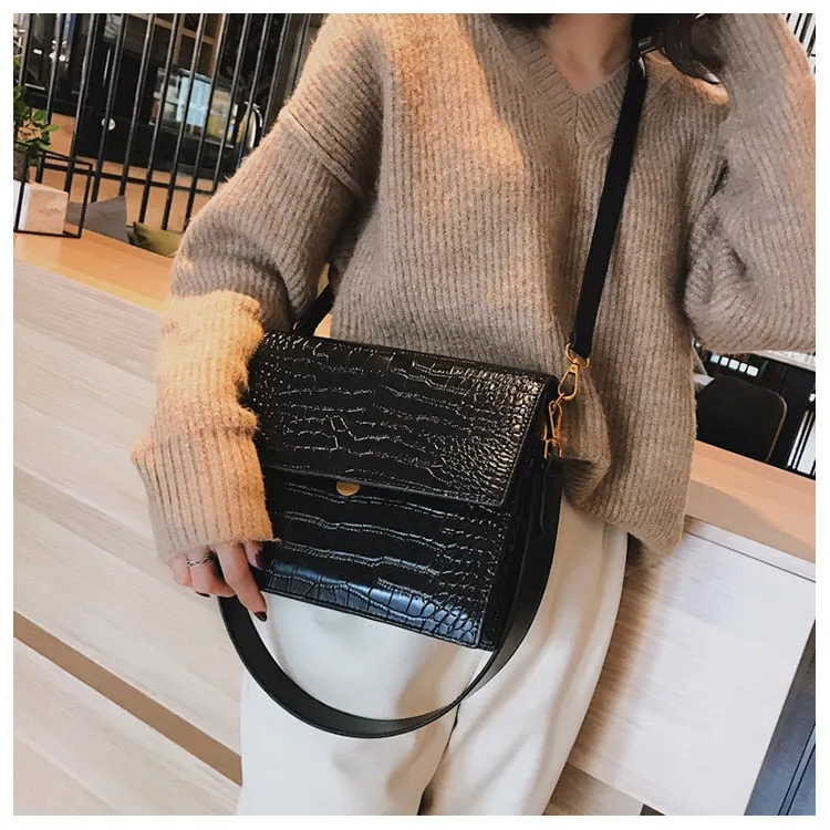 Fashion PU Leather Tote bag Alligator Shoulder Crossbody Bags