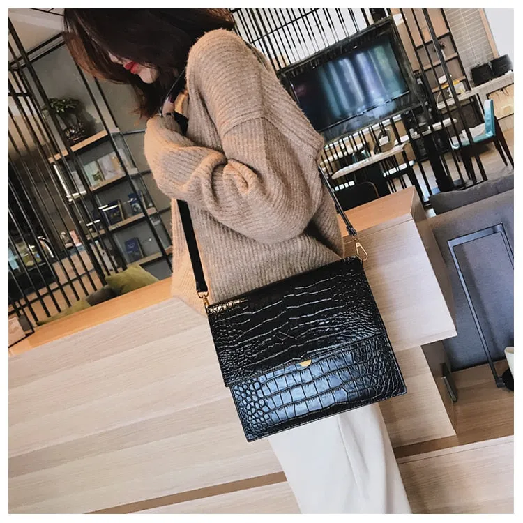 Fashion PU Leather Tote bag Alligator Shoulder Crossbody Bags