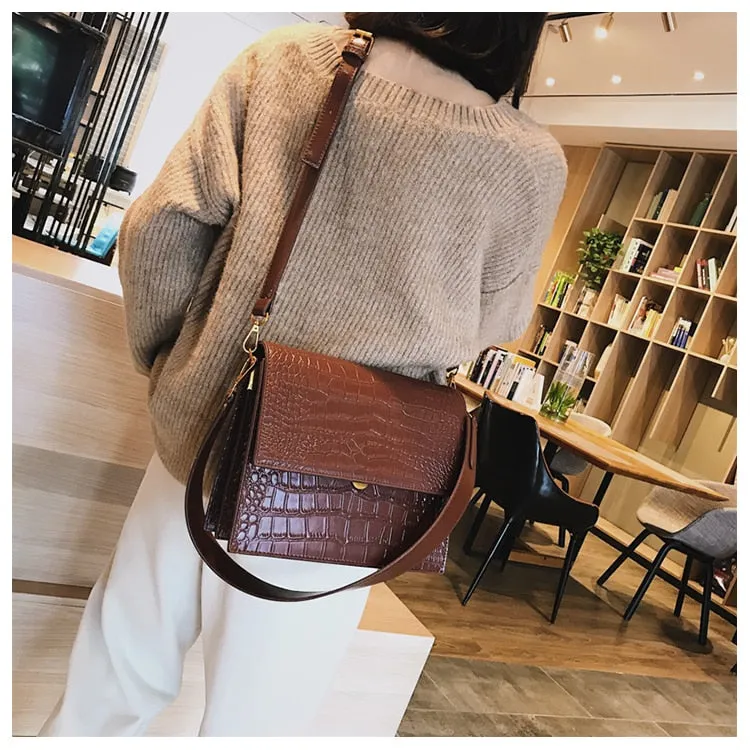 Fashion PU Leather Tote bag Alligator Shoulder Crossbody Bags