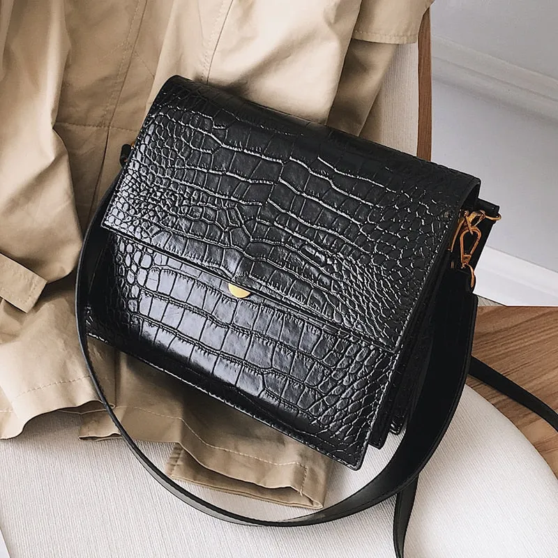 Fashion PU Leather Tote bag Alligator Shoulder Crossbody Bags