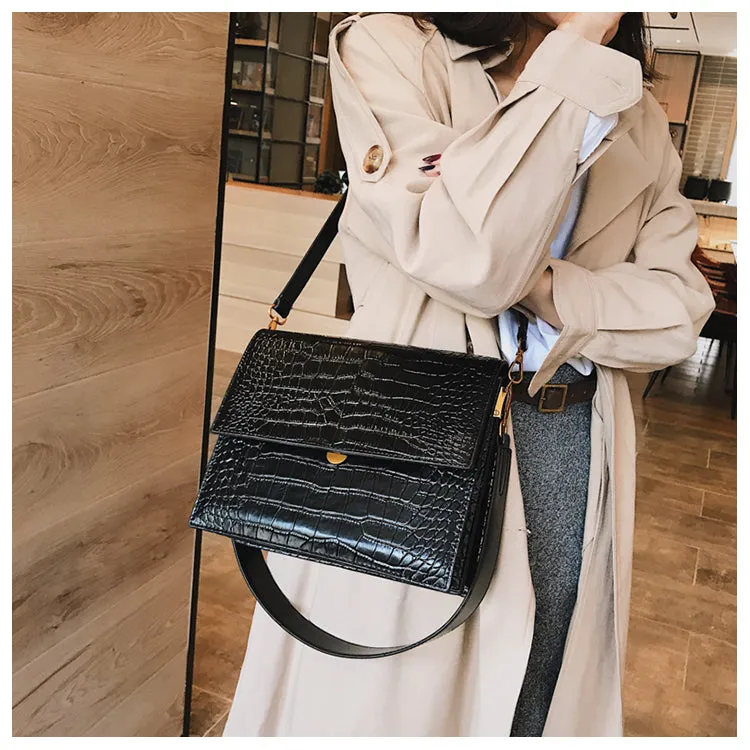 Fashion PU Leather Tote bag Alligator Shoulder Crossbody Bags