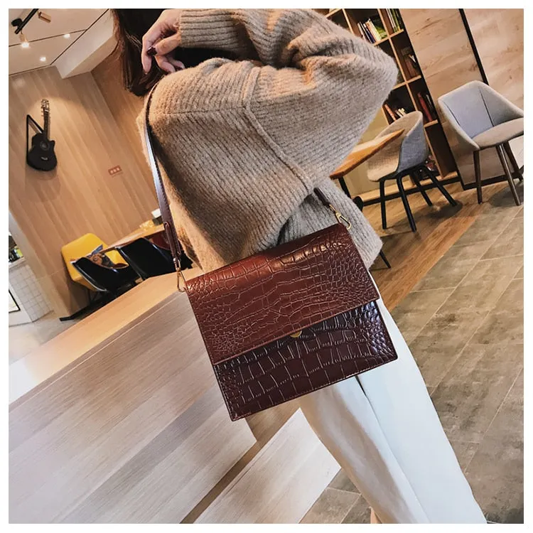 Fashion PU Leather Tote bag Alligator Shoulder Crossbody Bags