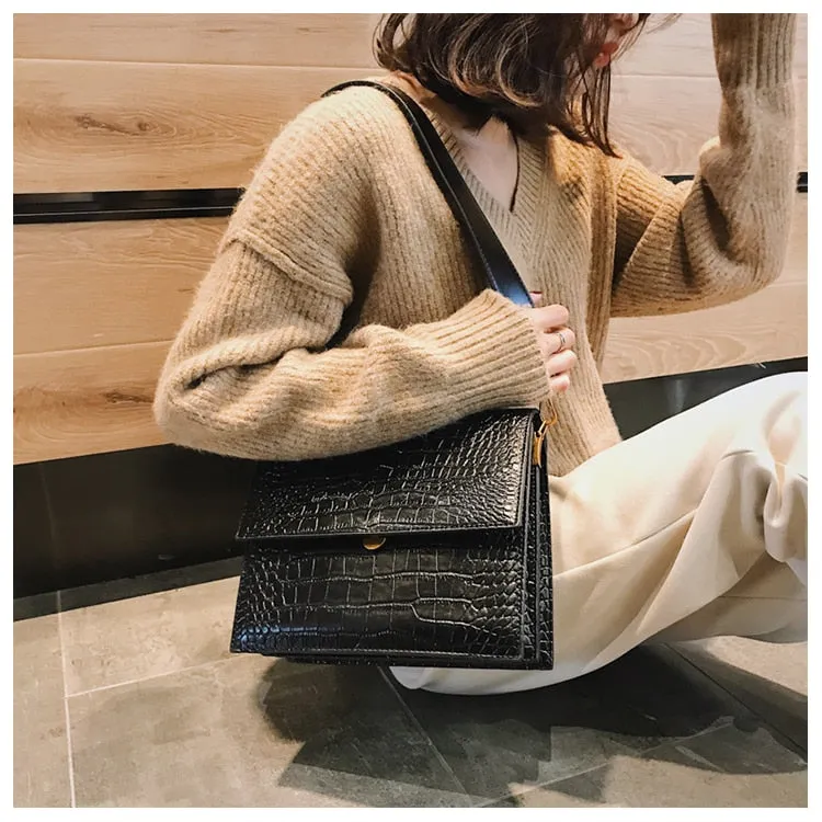 Fashion PU Leather Tote bag Alligator Shoulder Crossbody Bags