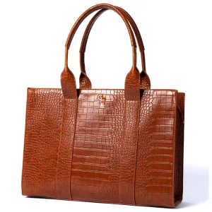 Galway Crystal Fashion XL Tote Tan Croc Detail