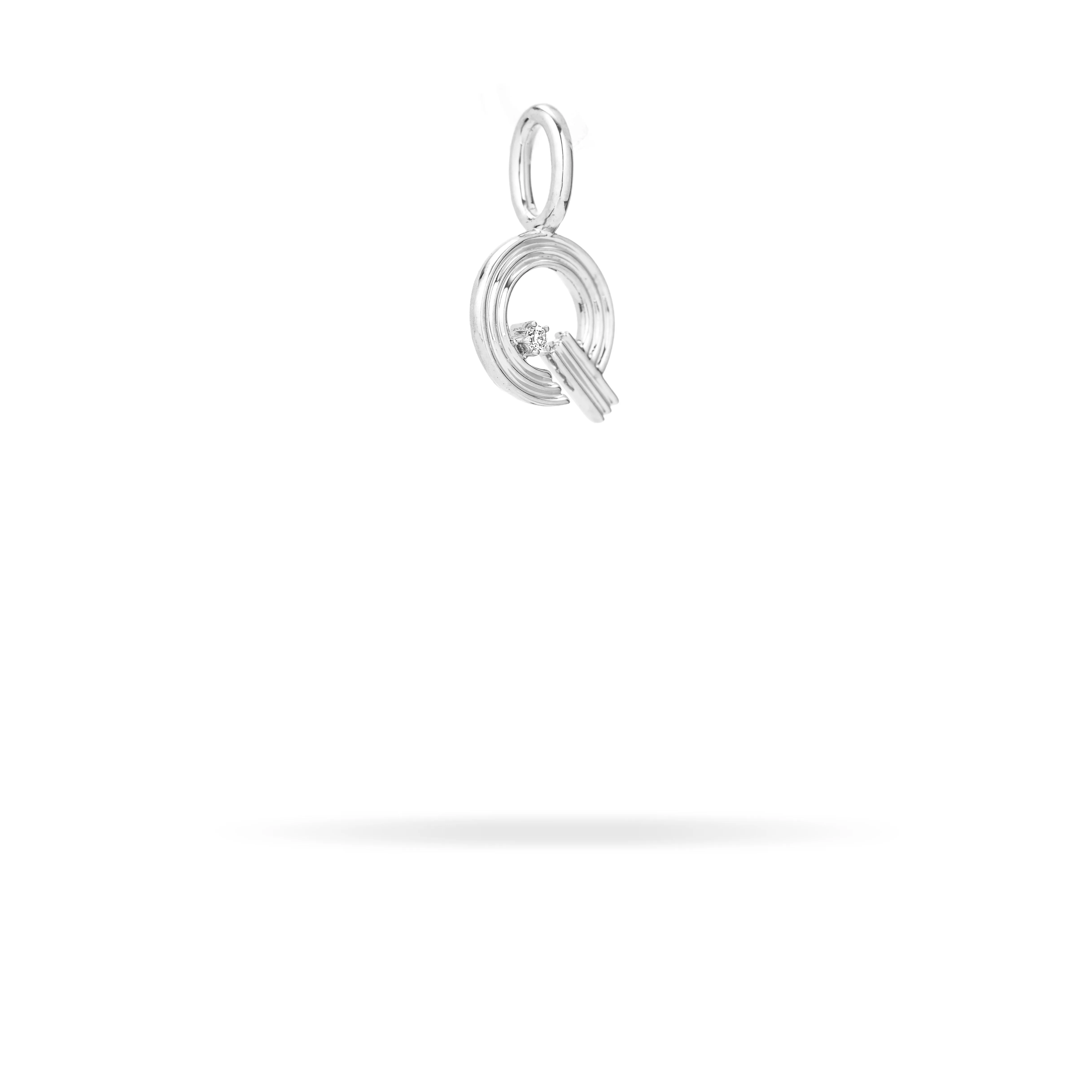 Groovy Diamond Initial Mini Bead Charm Q in Sterling Silver