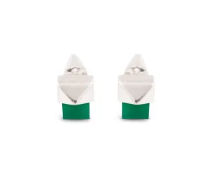 Milan Studs Silver with Green Agate