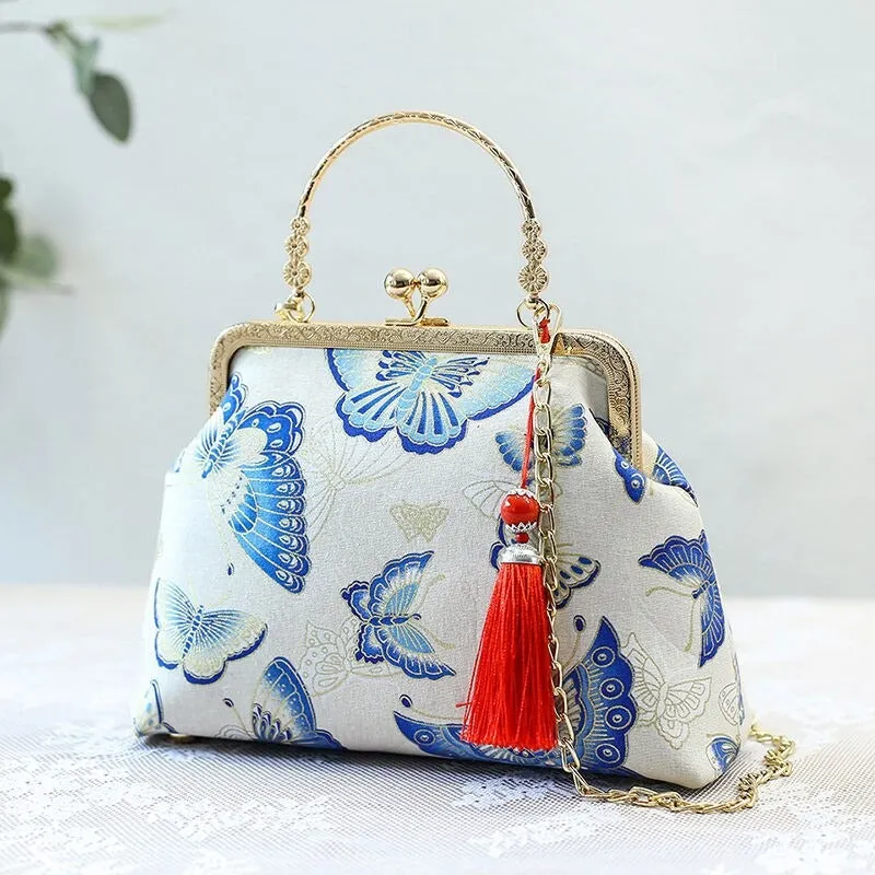 Oriental Style Fashion Handbags with Tassel Keychain