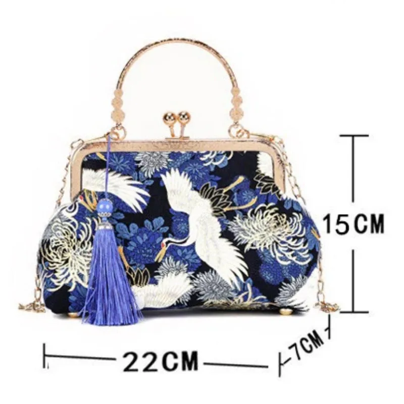 Oriental Style Fashion Handbags with Tassel Keychain