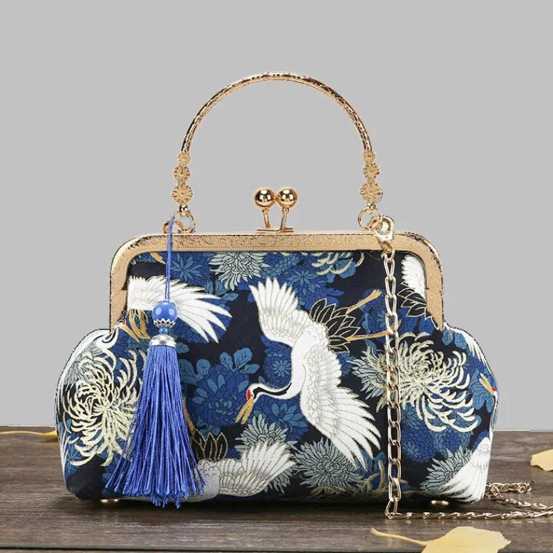 Oriental Style Fashion Handbags with Tassel Keychain