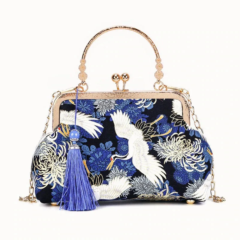 Oriental Style Fashion Handbags with Tassel Keychain