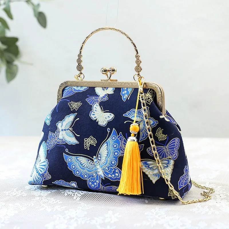 Oriental Style Fashion Handbags with Tassel Keychain