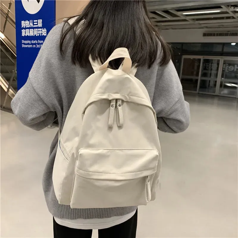 Sohiwoo New Women's Fashion Women's Large Capacity University Backpack Cute Girls' Travel Backpack Cool Backpack Trendy Solid Color Back