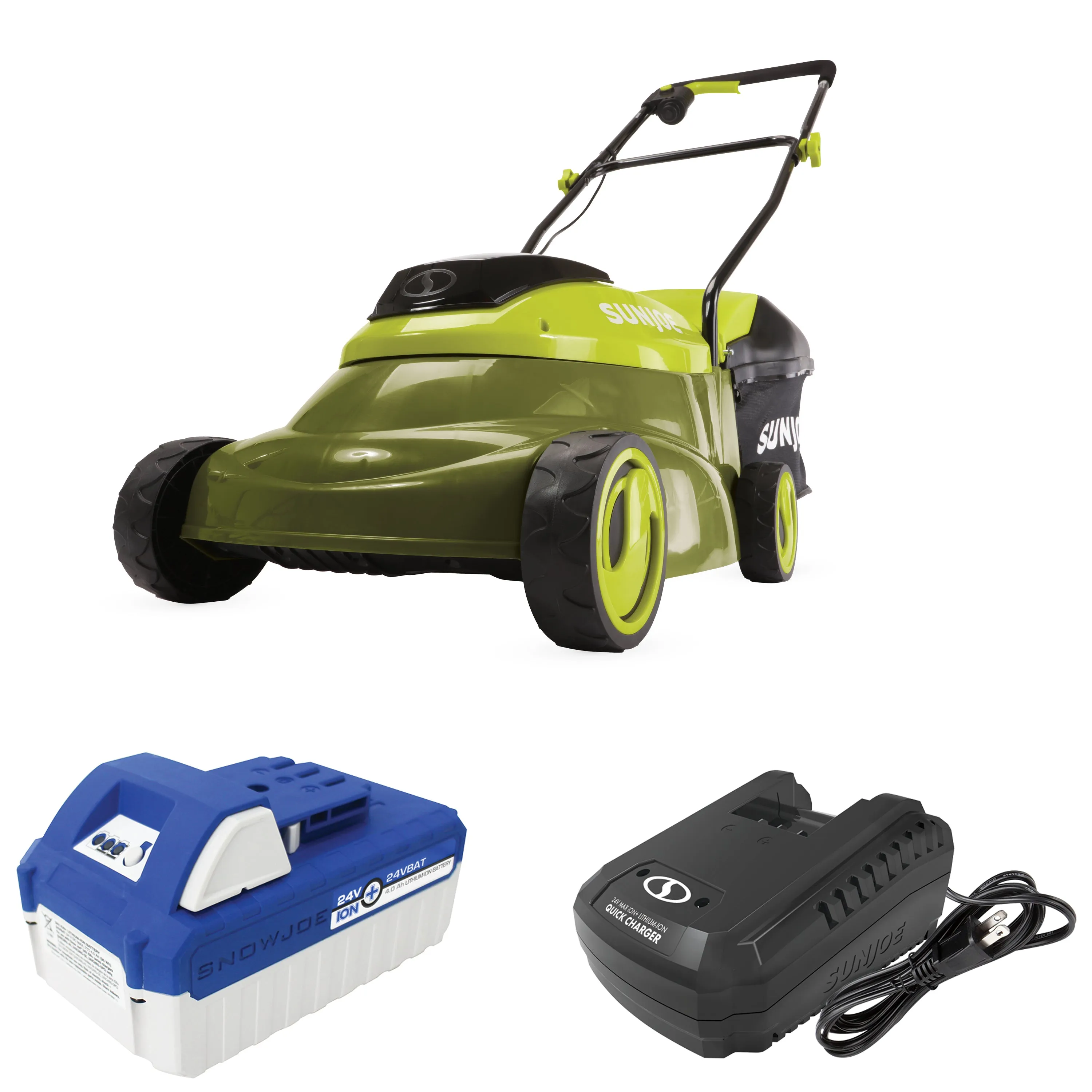 Sun Joe 24V-LAWN-BDL 24-Volt IONMAX Lawn Care Bundle | W/ Cordless Lawn Mower Kit and Stringless Lawn Trimmer