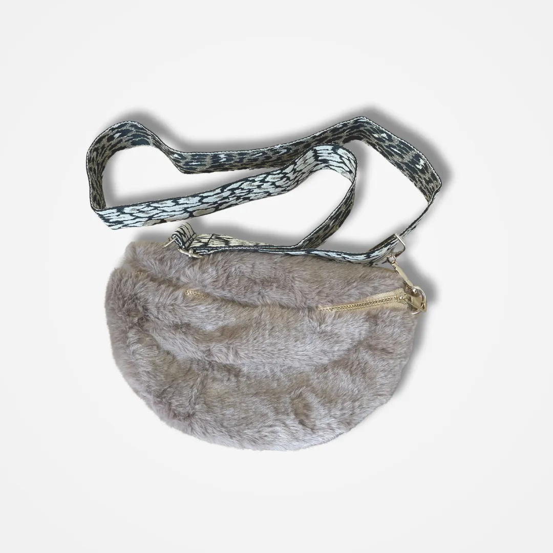 Taupe Faux Fur bum bag